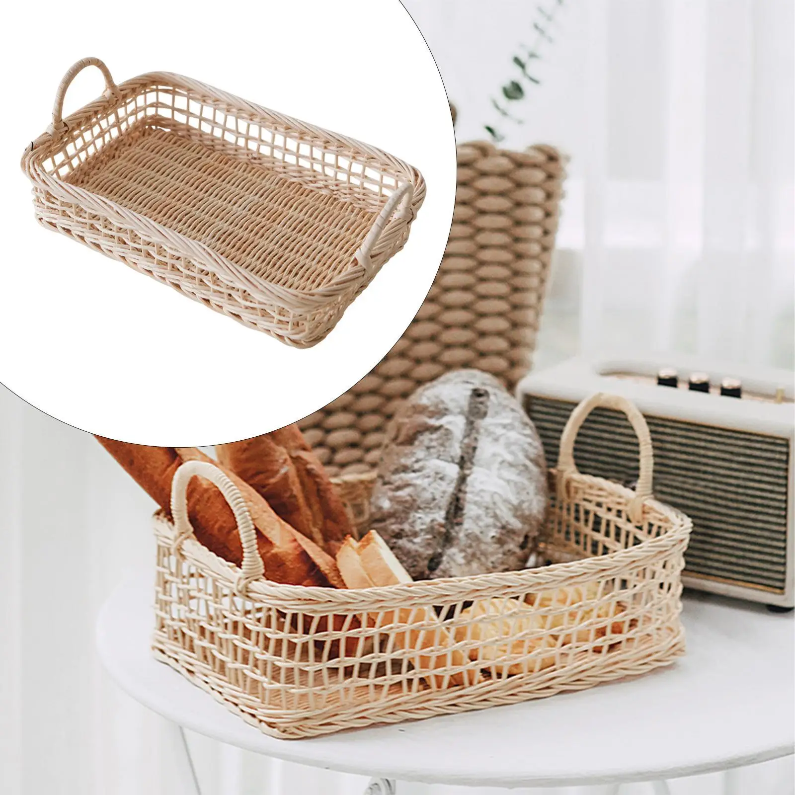 Handmade Woven Storage Basket Portable Multi Scenario Toys Organizer for Cabinet Bathroom Household Tabletop Kitchen Countertop