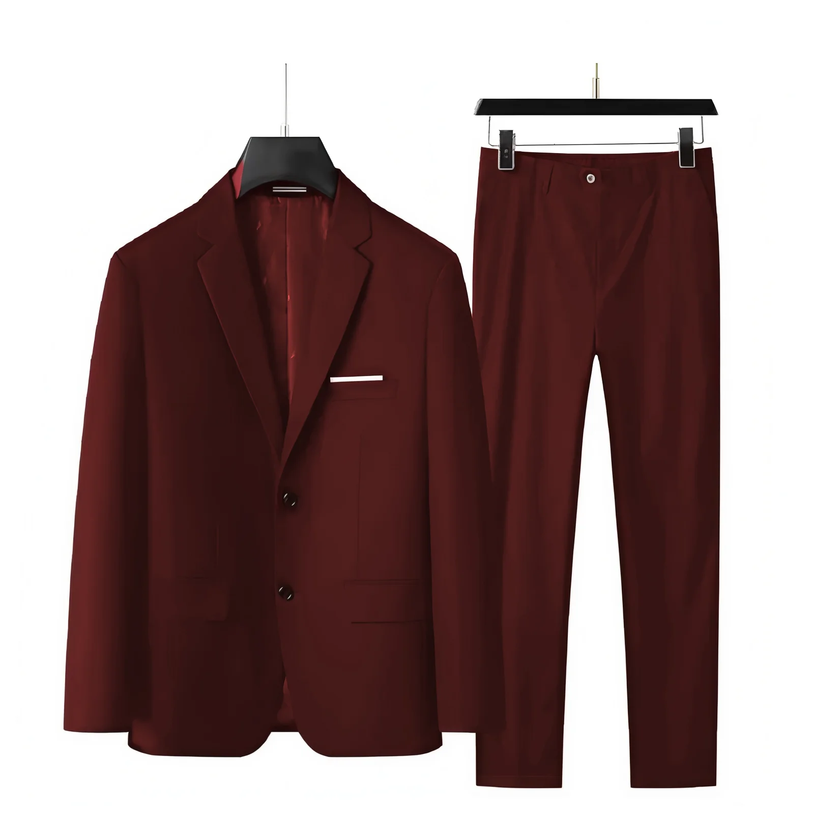 الرجال الدعاوى الرسمية الأعمال محززة التلبيب العريس بدل زفاف للرجال 2 قطعة سليم صالح البدلات الرسمية السترة السراويل Trajes De Hombre #5