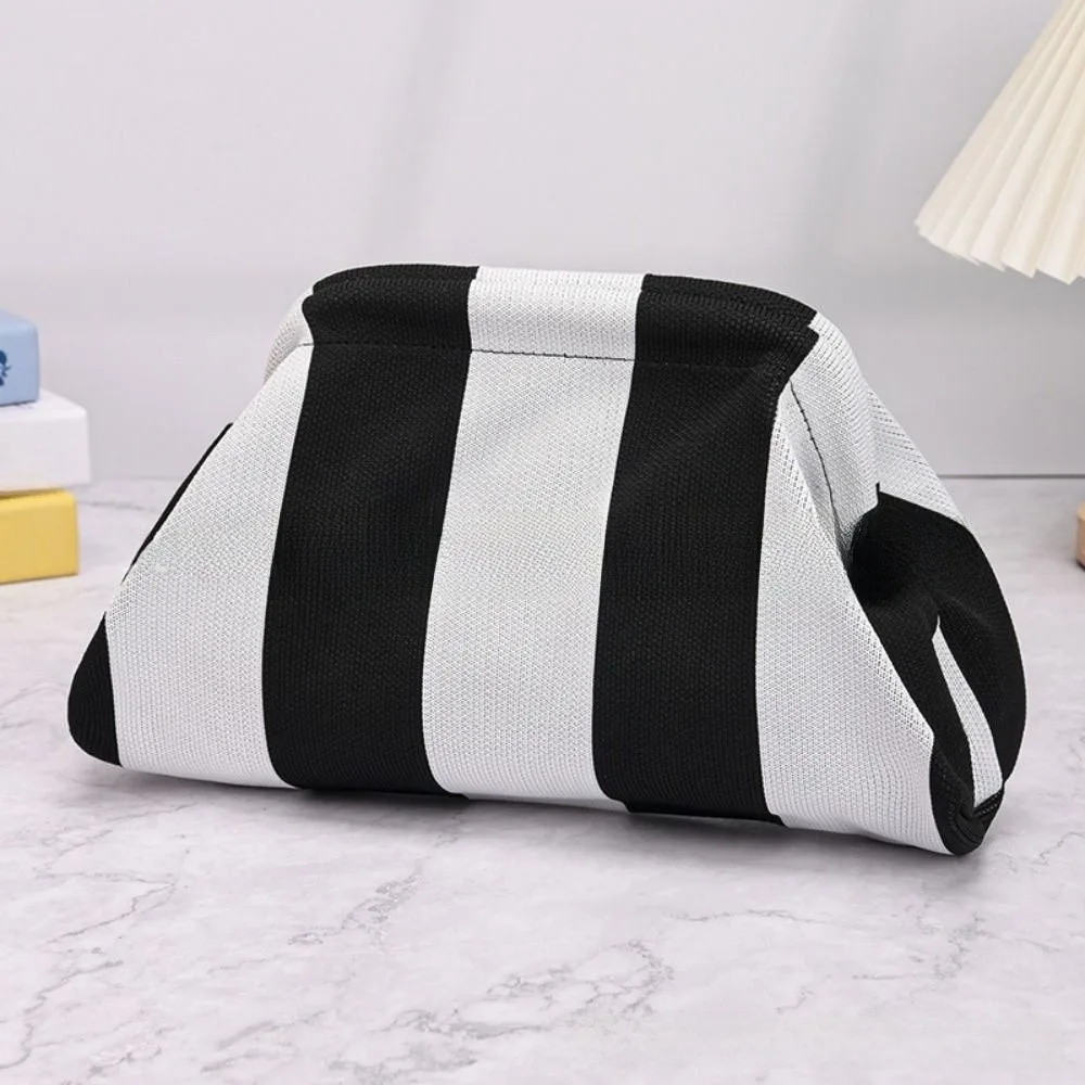 Portable Spring Closure Open Top Colorful Striped Cosmetic Bag Large Capacity Multi-purpose Makeup Pouch Storage Organizer Gifts