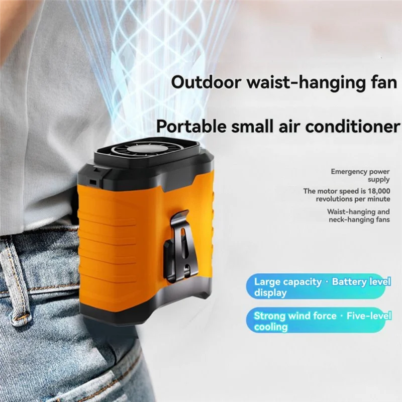 

A61P для работы на открытом воздухе Портативный поясной вентилятор Перезаряжаемый подвесной вентилятор на шею с цифровым дисплеем Power Bank