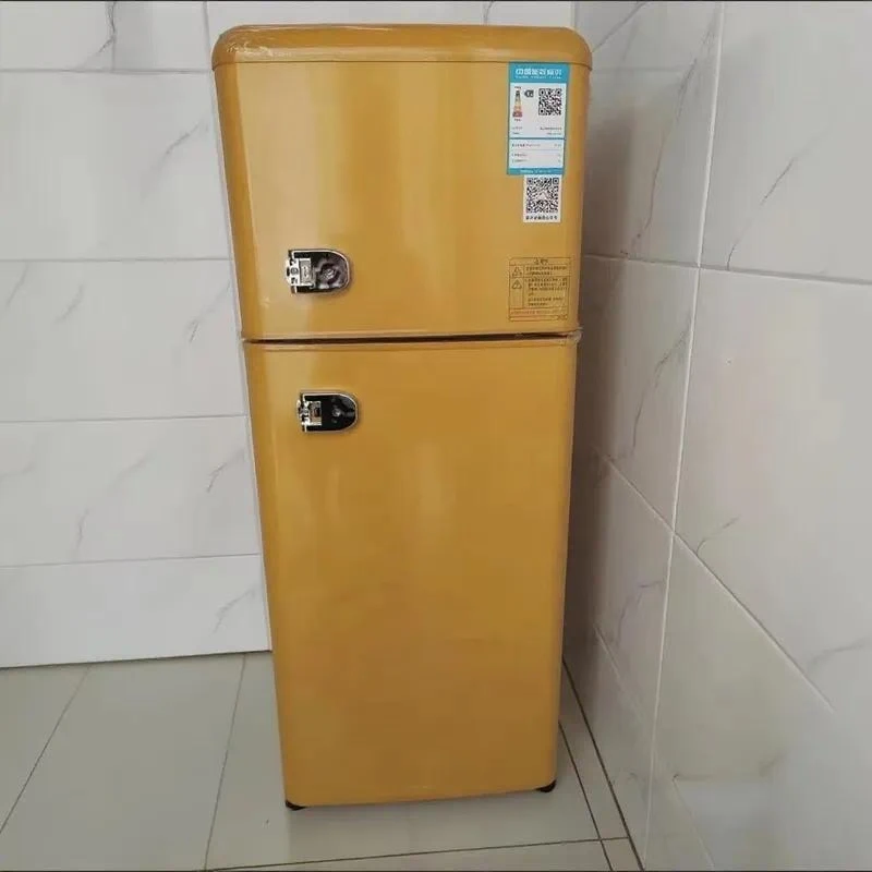 for 82L Double Door Refrigerator Retro Refrigerator Upright Freezer Bottom Refrigerator Top-freezer for Home Hotel Office Use