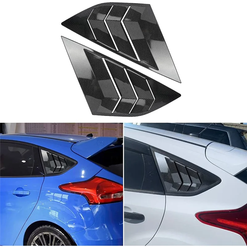 Rear Side Window Louvers for Ford Focus ST RS MK3 Hatchback 2012-2018 Accessories Air Vent Scoop Cover, Carbon Fiber