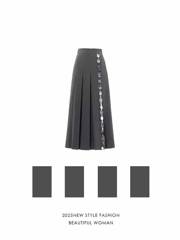 

Юбка миди с высокой талией, А-силуэт, стройнящая, удобная, для повседневной носки, осень-зима