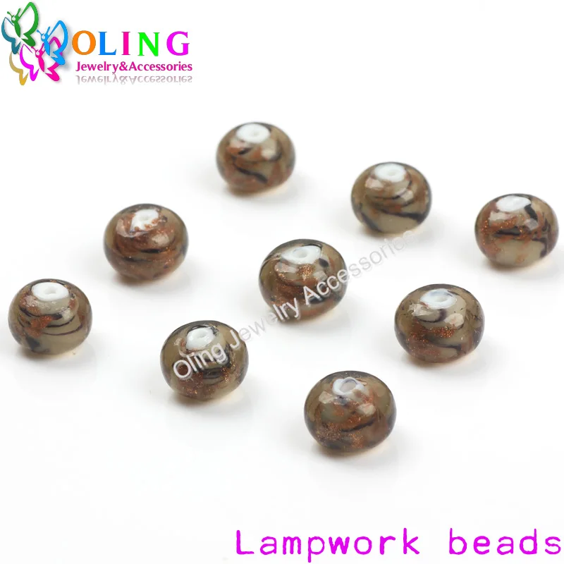6pcs/Lot 12mm Lampwork Glass Beads Round With Golden Sand DIY Bracelet Choker Necklace Jewelry Making