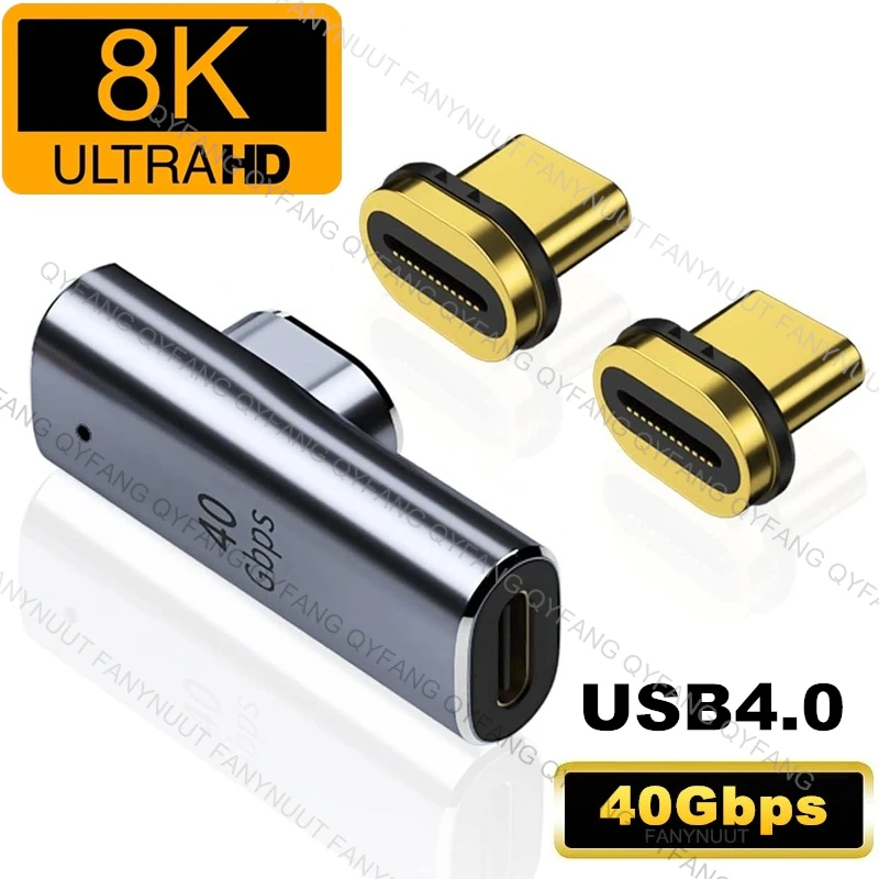 USB4 adattatore magnetico gomito USB C Thunderbolt3 8K PD100W convertitore da 40Gbps trasferimento rapido dei dati ricarica rapida per MacBook Pro