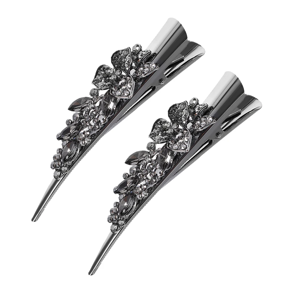 

2pcs Vintage Rhinestone Hair Clips Hairpin Rhinestone Clips Strong Grip Metal Alligator Decorative Fine Hair Accessories
