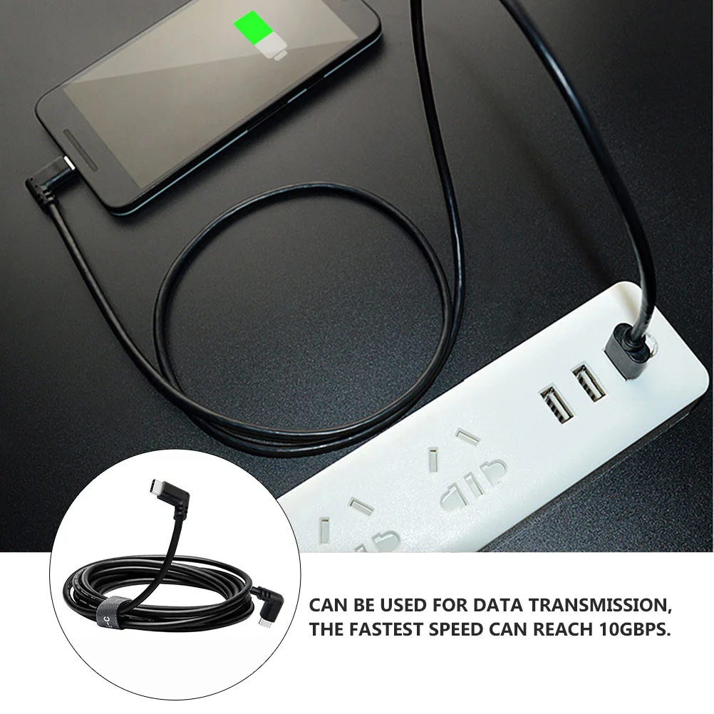 

1Pcs Cable 3M Double Type C 90 Degree Bend Gold Plated 15U 3A Fast Charging 10Gbps Data Transfer for