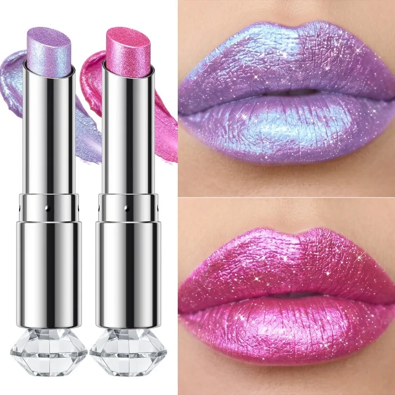 Polarizing Lipstick Starlight Holographic Shimmer Lip Stick Long Lasting Moisturizing Plumping Glitter Metallic Lip Tint Makeup