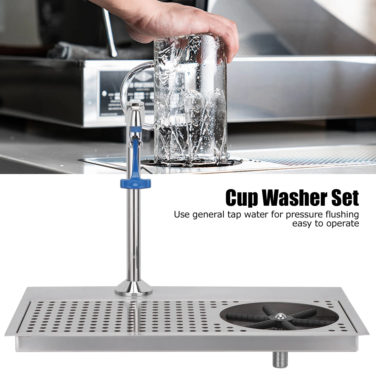 Automatic Cup Washer Kit Commercial Glass Rinser Machine for Bar Coffee Shop Restaurant Cup Cleaner Faucet