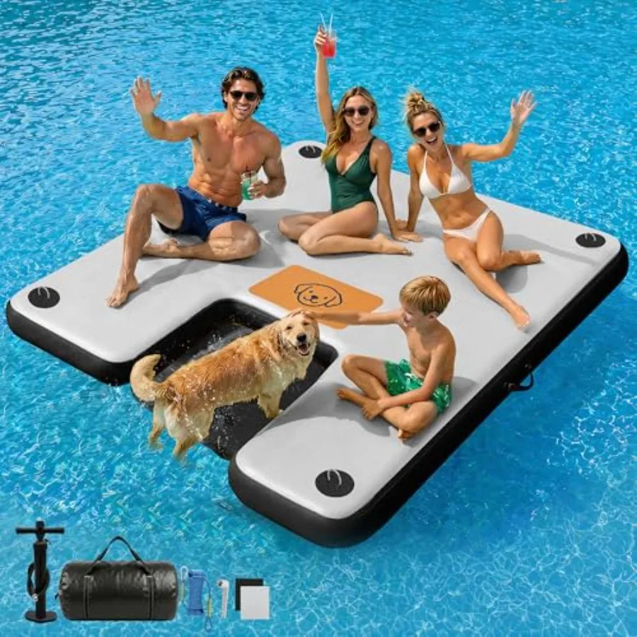 

Inflatable Floating Dock with Ramp 5ft/6ft/8ft/10ft Inflatable Dock Floating Platform, Floating Island Mat Boat Float Lake Floa
