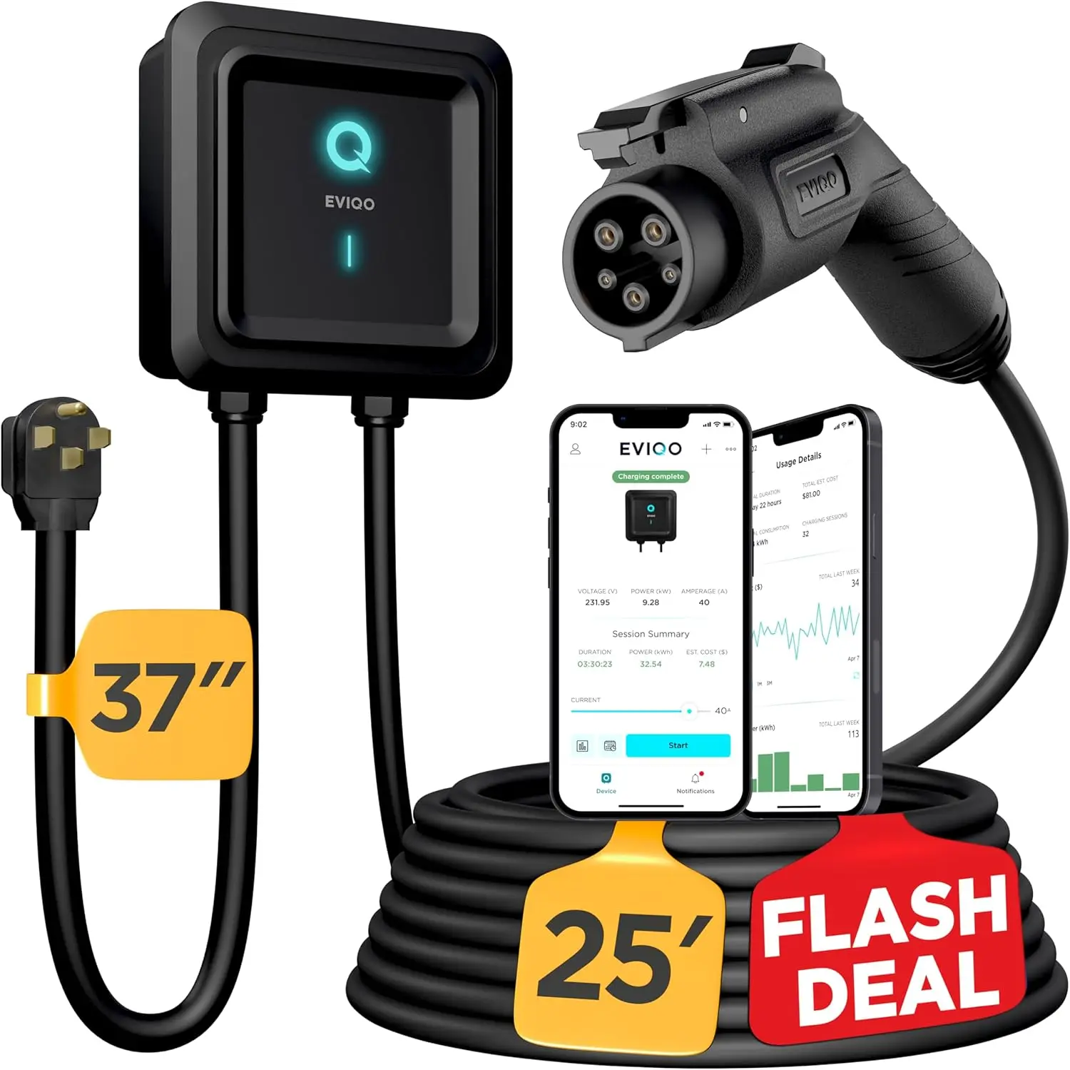 48 Amp EV Charger Level 2, 240V Electric Vehicle Charging Stations, EV Level 2 Charger NEMA 14-50/Hardwire EVSE Level 2 Charger