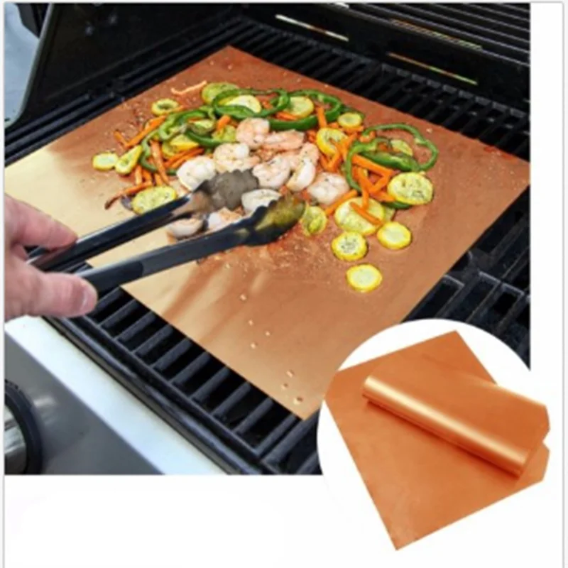 

5 PCS Copper Chef Grill and Bake Mats BBQ Pad Tool Camping Hiking Home Outdoor