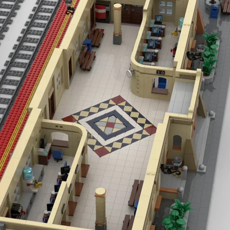 

City Street View Model Moc Building Bricks Neoclassical Train Station Technology Blocks Gifts Christmas Toys DIY Sets Assembly