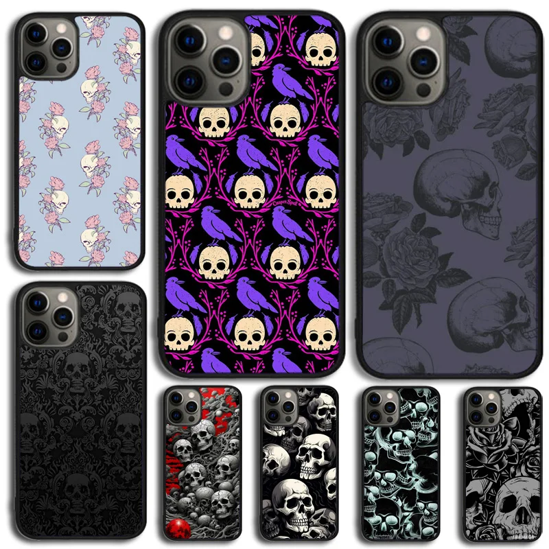 Skull Gothic Creepy Pastel Goth Phone Case For iPhone 14 15 16 13 12 Mini For Apple iPhone 11 Pro Max 6 8 7 Plus SE2020 Coque