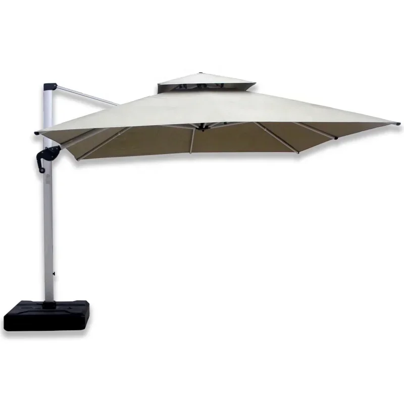 Deluxe roman outdoor  aluminum frame double canopy cantilever big square  patio umbrella