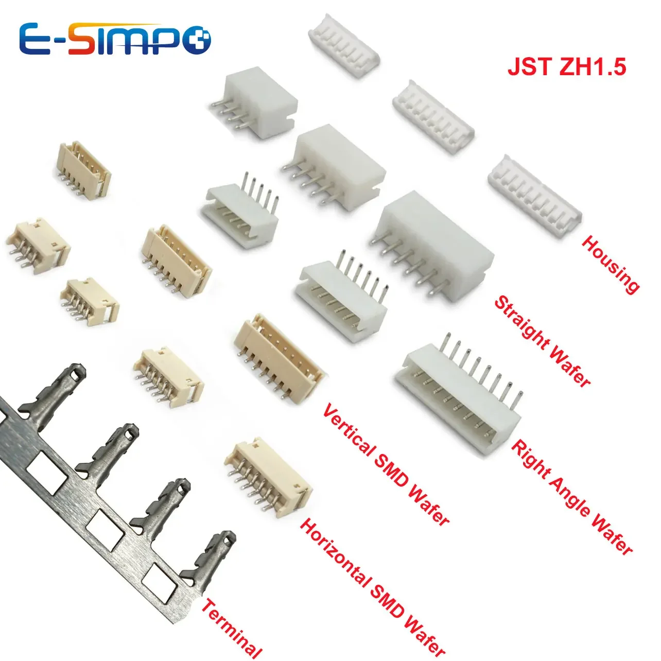 

100Sets ZH1.5 3/4/10/12Pin JST Straight/RA/Vertical/Horizontal SMD Reflow High Temp Resist Wafer Pin+Housing Receptacle+Terminal