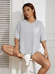 Simple Love Printed Womens Tshirts Summer Breathable Clothes Casual Fashion Short Sleeve Street Oversized All Match T-Shirts