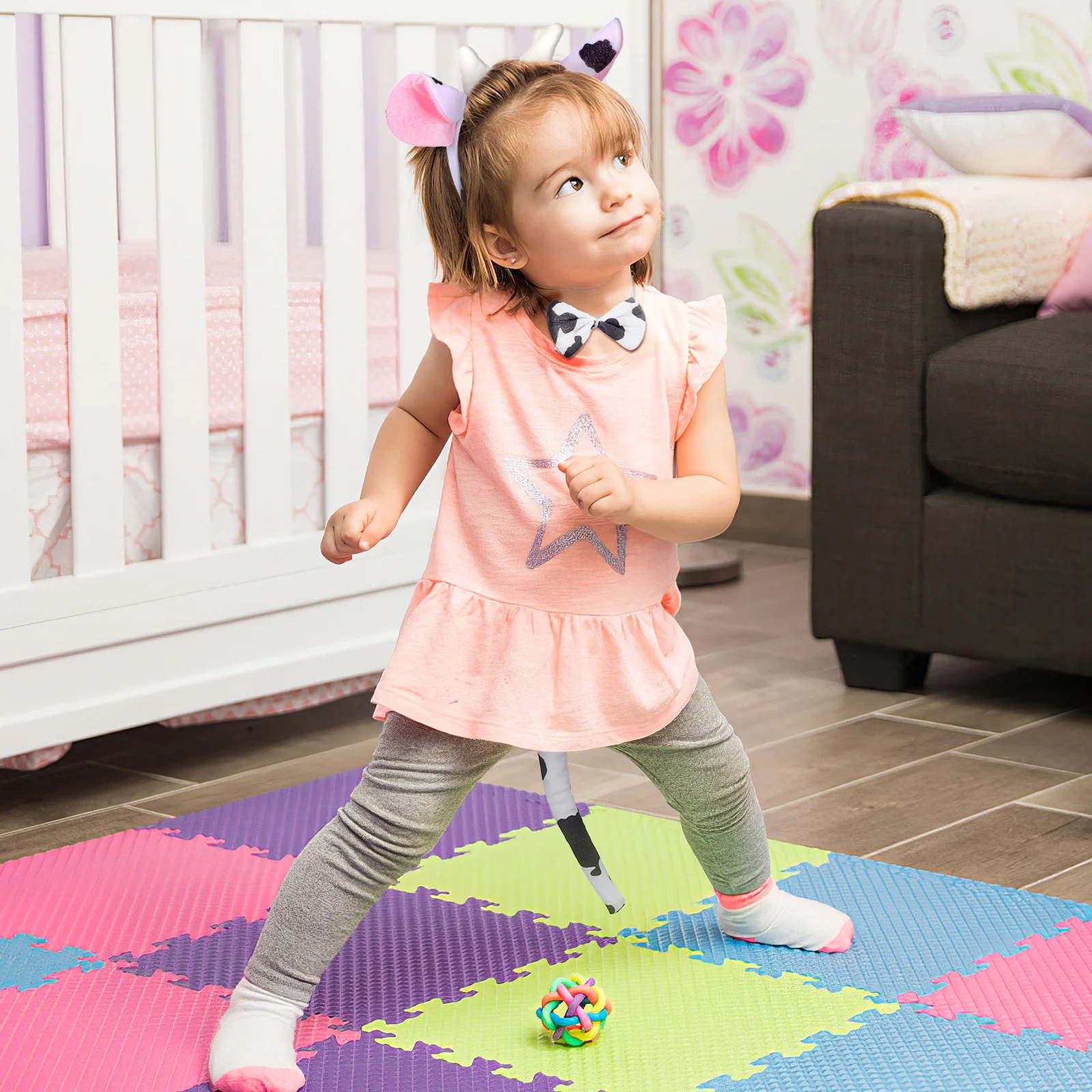 3pcs Cow Ears Headband Tail Bowtie Set For Kids Halloween Costume Party Cosplay Masquerade Carnival Cow Costume Accessories