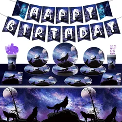 Wolf Birthday Decorations Ghost For Party Disposable Tableware Paper Napkins Cups Plates Banner Tablecloths Straw