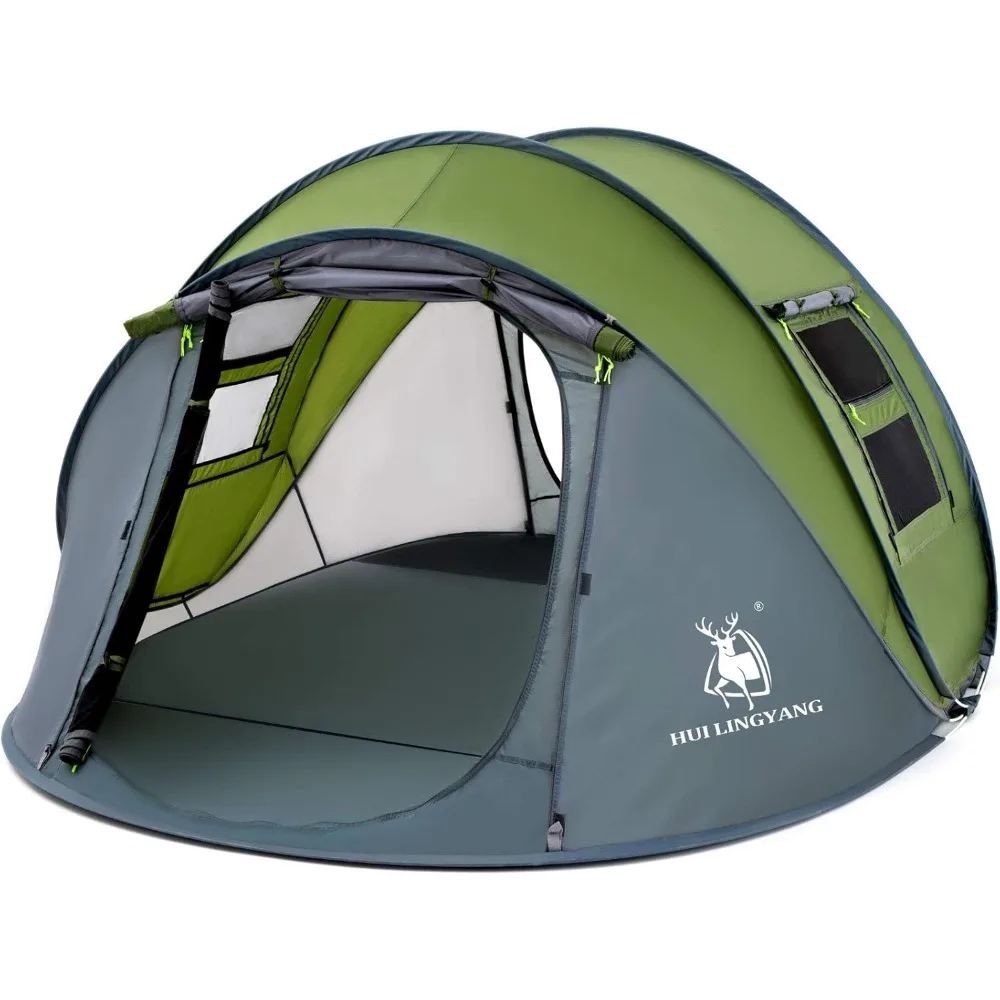 Tienda emergente instantánea familiar para 4 personas: 9,5' x 6,6' x 52 Configuración automática impermeable con dos puertas, Ideal para acampar, hacer senderismo,