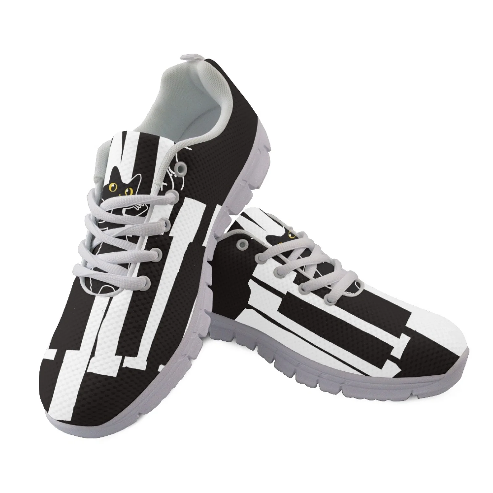 Coloranimal Black Cat Walking Shoes Sports Gym Jogging Athletic Shoes for Women Comfortable Walking Sneakers