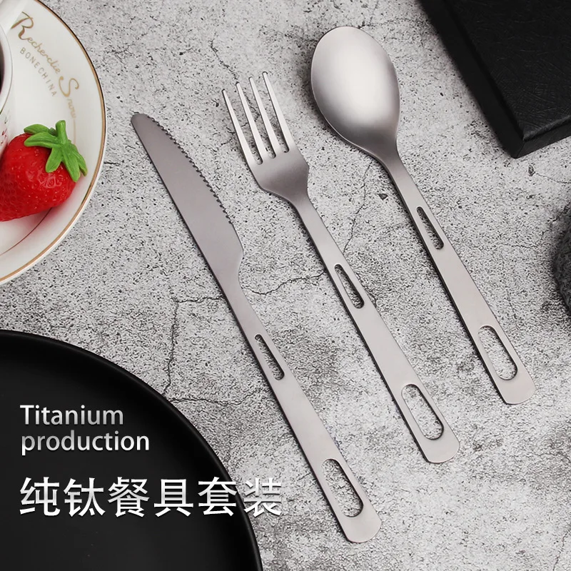 Pure titanium chopsticks, knives, forks and spoons, household titanium tableware, outdoor travel, tableware set