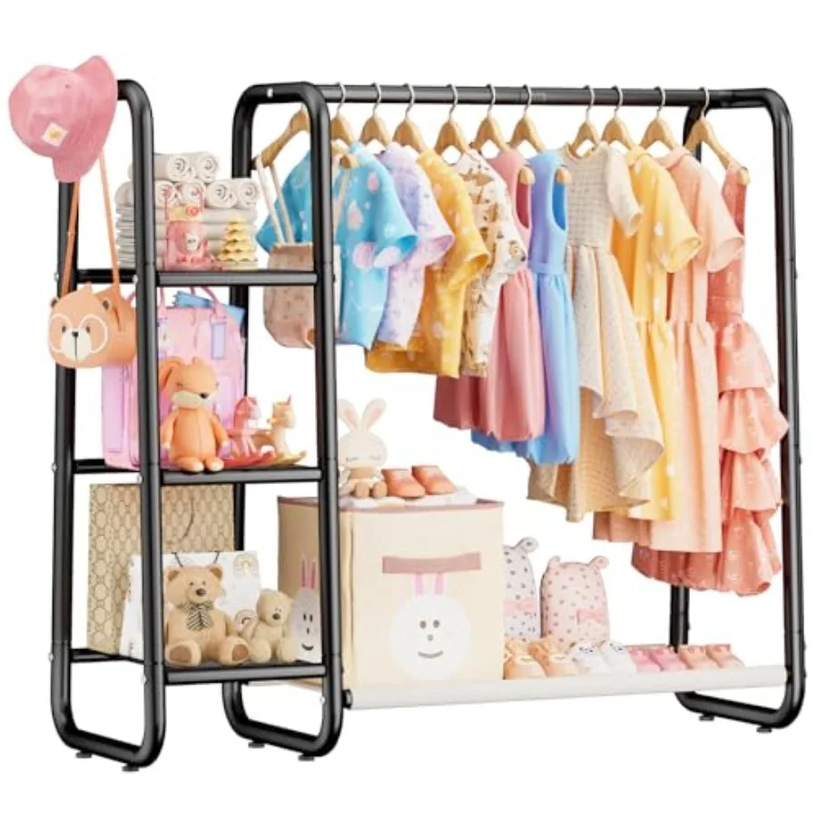 

Dress Up Storage with 4 Storage Shelf, More Storage Space Clothing Rack for Costume Organizer Playroom Girls Bedroom Nursery Or