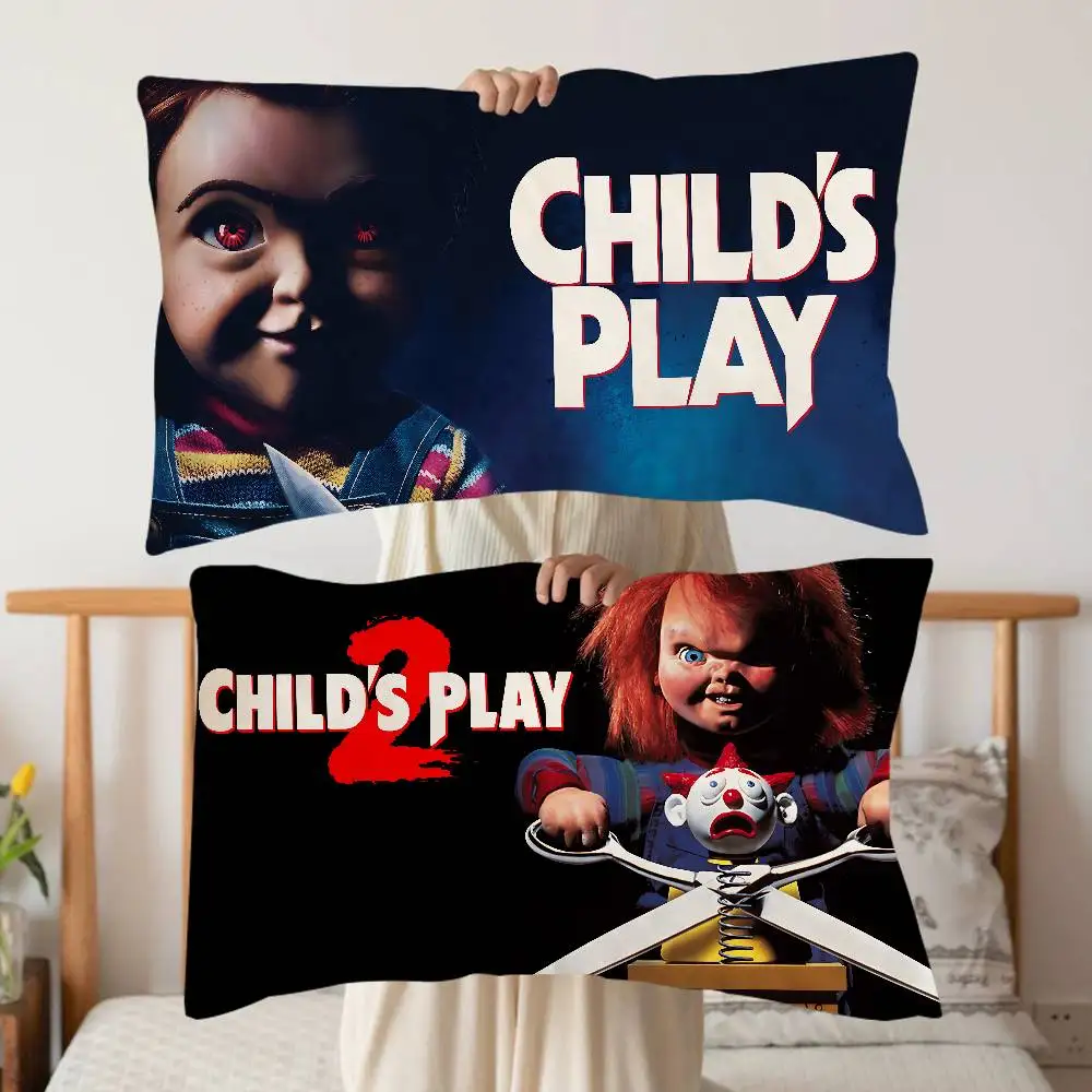 C-ChildS Horror P-Play Movie Quick-Dry Polyester Pillowcase for Adult Women, Anti-Oil, Non-Slip, Sweat-Absorbent, Home Use