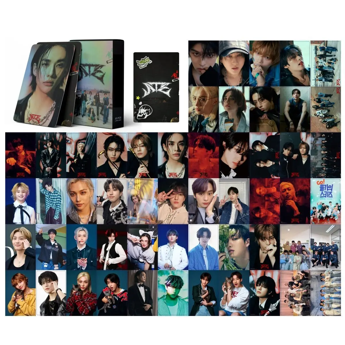 KAZUO 55 Pcs SK ATE Holographic Laser Card Kpop Photocards Postcards Series