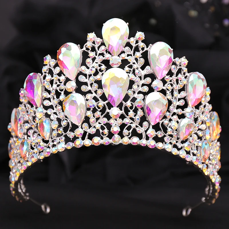 

Baroque Water drop Bridal Tiaras and Crowns Big Size Headwear Pageant Party Prom Wedding Crown Hair Jewelry Accessories