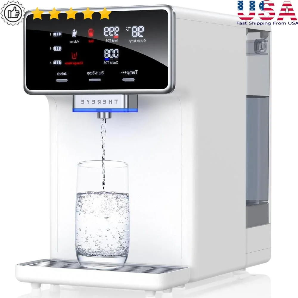 7 Stage Reverse Osmosis Water Filter Countertop Purification System Instant Heating BPA Free Portable RO Filtration Auto Dim