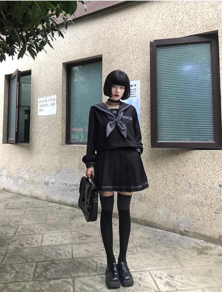 Japanischer Matrosenanzug, süße Mädchen JK-Uniform, dunkler, schicker Anzug für Mädchen, Herbst- und Winter-College-Stil, Highschool-Schüleruniform – Detail 7