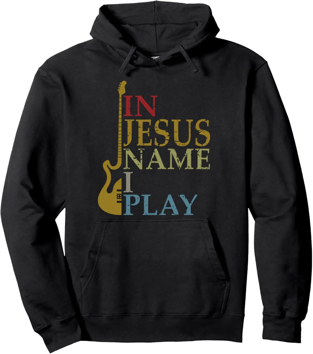 In Jesus Name I Play Guitar Pullover Hoodie Print Original Design Gifts Hoodie Women Men Clothing Customizable Sweatshirt