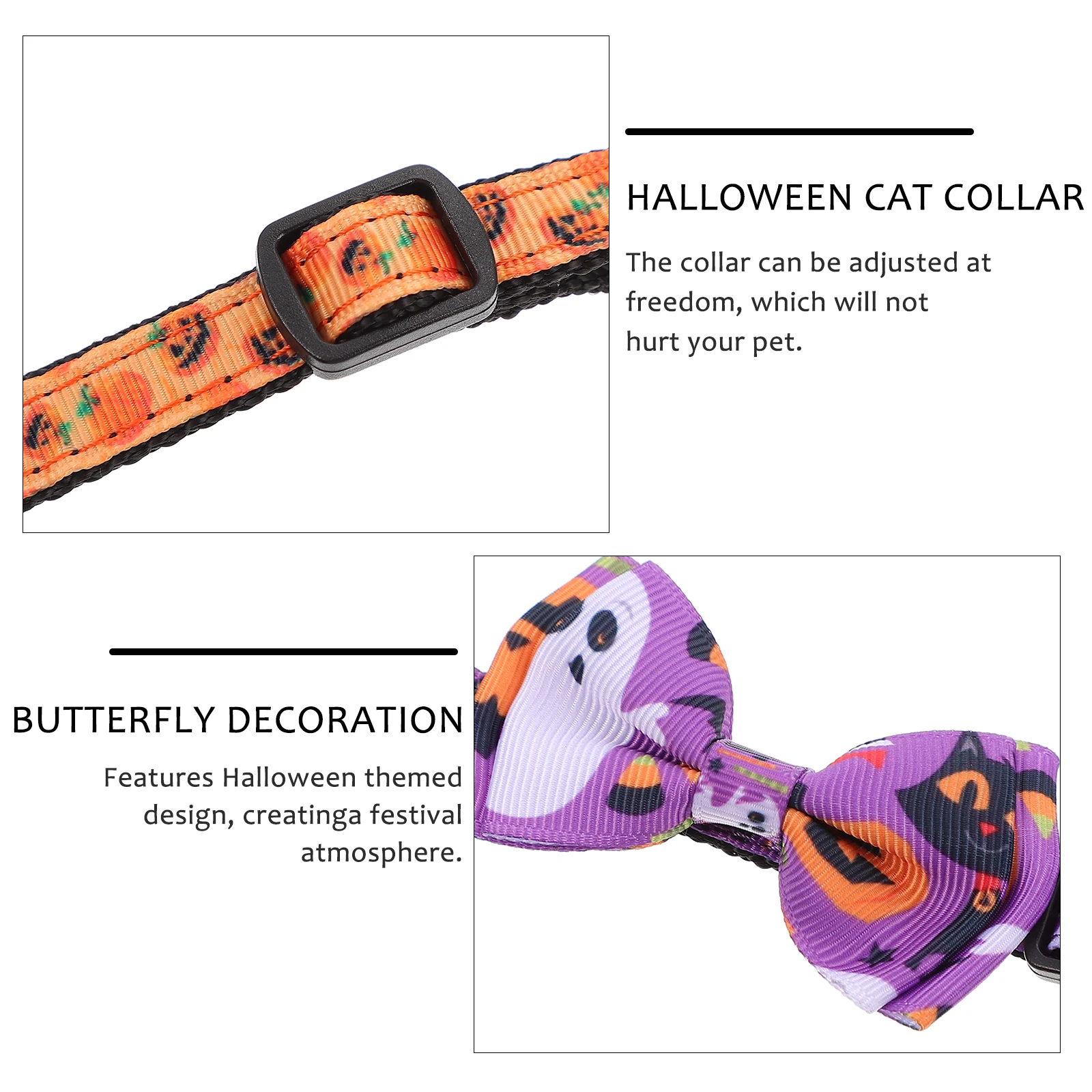 

3 Pcs Cat Collar with Bell Halloween Christmas Pet Supplies Costume Decoration Polyester