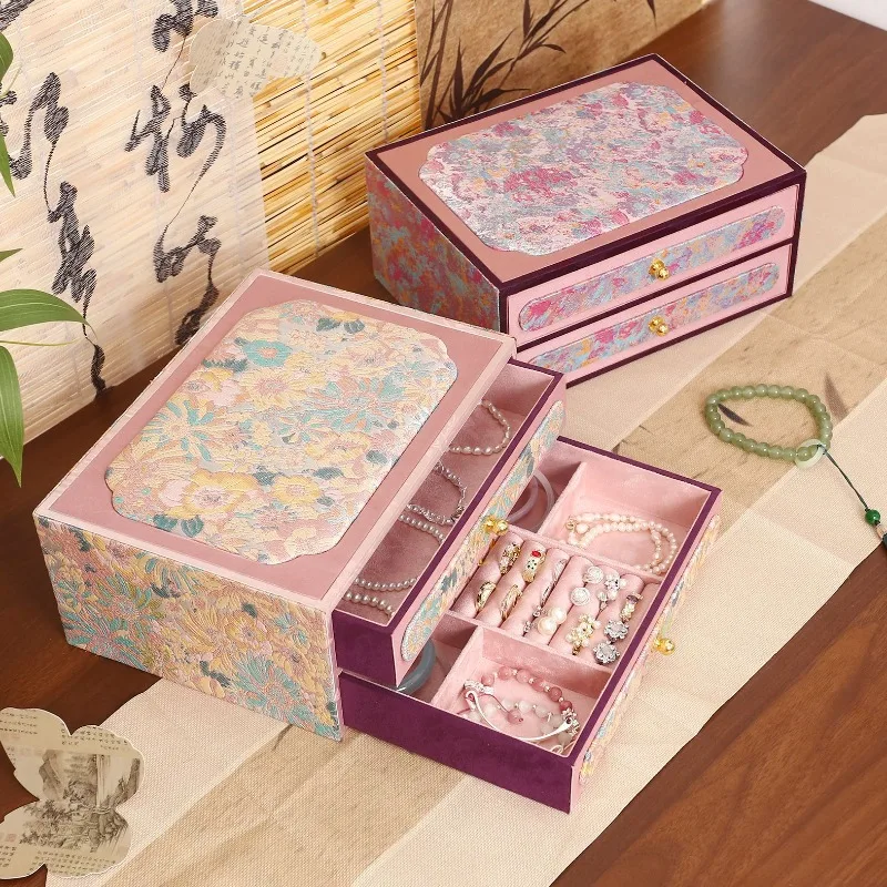 

Bracelet Jewelry Box Desktop Necklace Drawer Organize Boxes Handmade Exquisite Trinket Case Woman Gift Jewellery Storage Cases