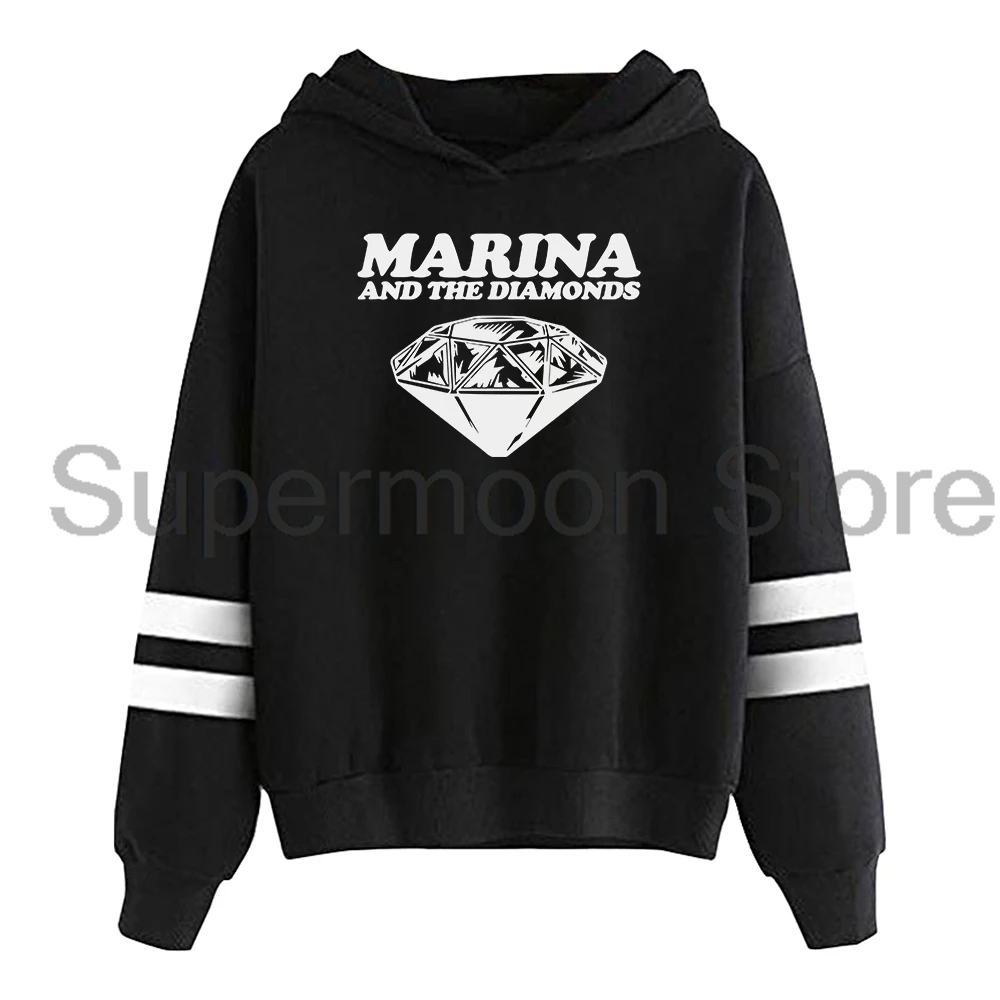 Sudadera con capucha Marina y los diamantes 2025 World Tour sin bolsillo barras paralelas manga ropa de calle hombres mujeres Sudadera con capucha