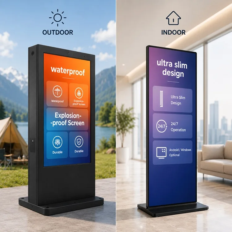 Indoor Outdoor Digital Signage Kiosk LCD Screen Simar 32 43 55 65 75 86 Inch Standing Totem Digital Display For Advertising