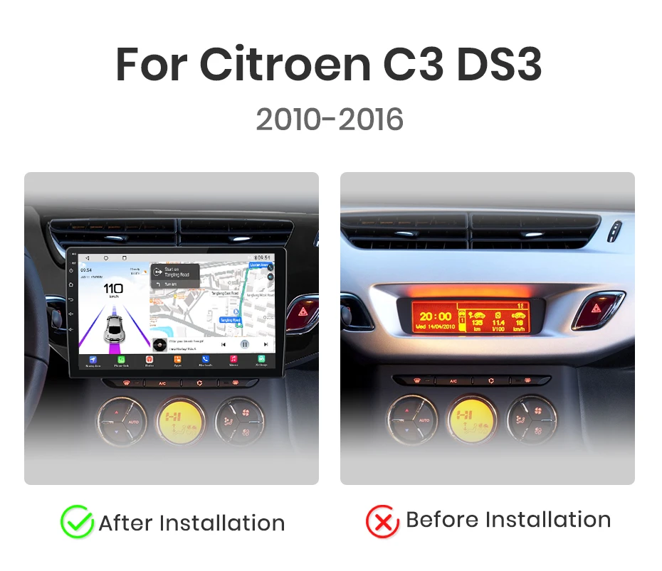 Junsun Qualcomm 8-Core 360 ° Panoramakamera Drahtloses CarPlay Android Auto Autoradio für Citroen C3 DS3 2010-2016 GPS Multimedia – Detail 4