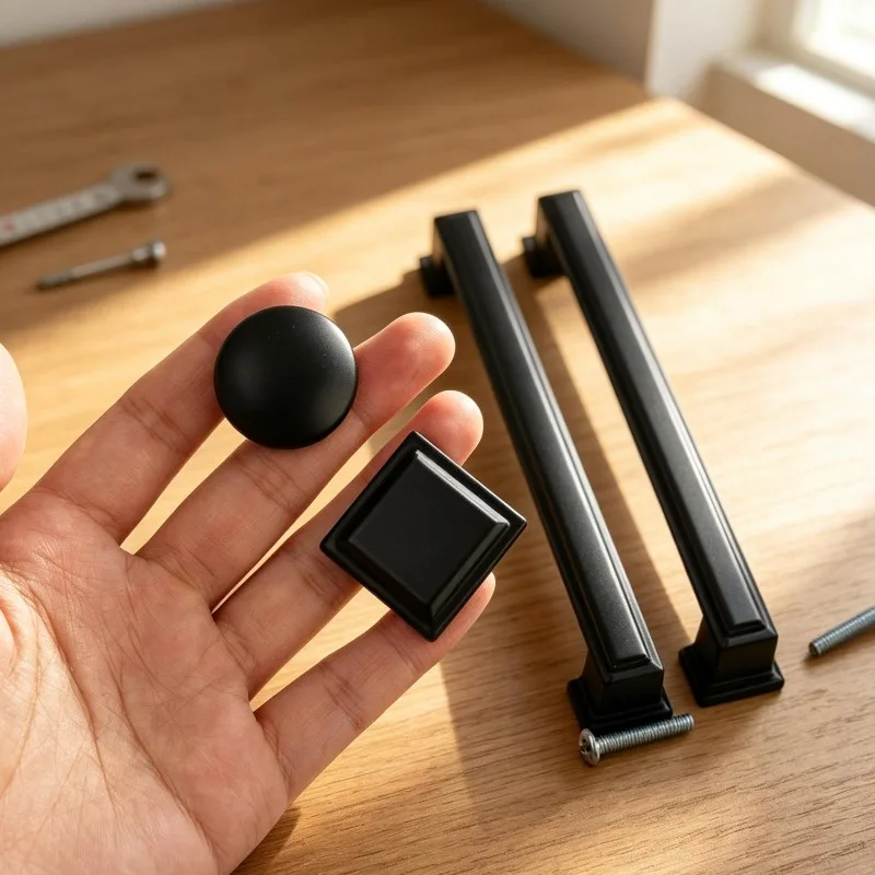 Black Cabinet Handles Drawer Pulls Furniture Cabinet Handles Knobs with Mounting Screws for Kitchen Door Knobs Cupboard Wardrobe