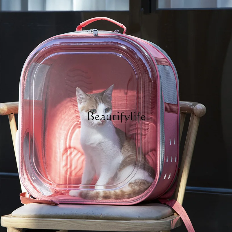 Pet Transparent Bag Cat Portable Backpack Backpack Multi-Hole Portable Bag for Going out