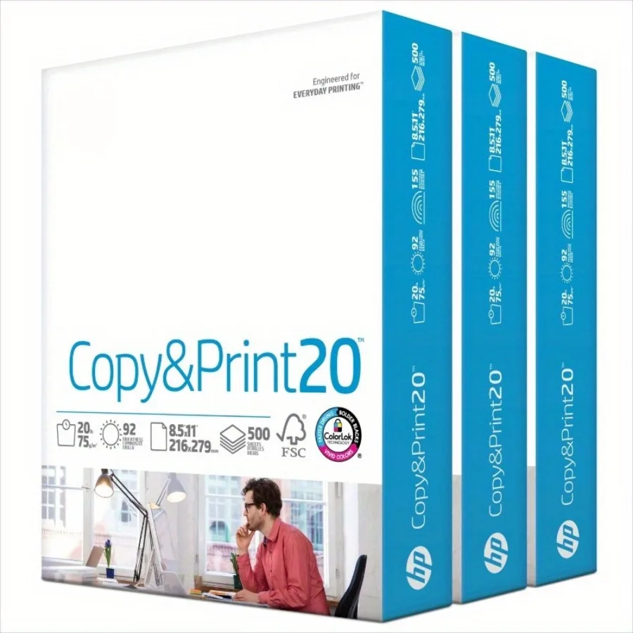 

Printer Paper Copy & Print 20lb 8.5x11 - 3 Ream Case (1500 Sheets) for Home, Office & School, High Quality.
