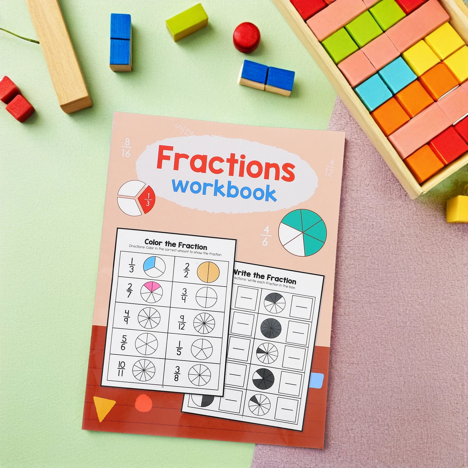 

Mathematics Score Training Book Educational Manipulatives Fraction Games Kit for Preschool Supplies
