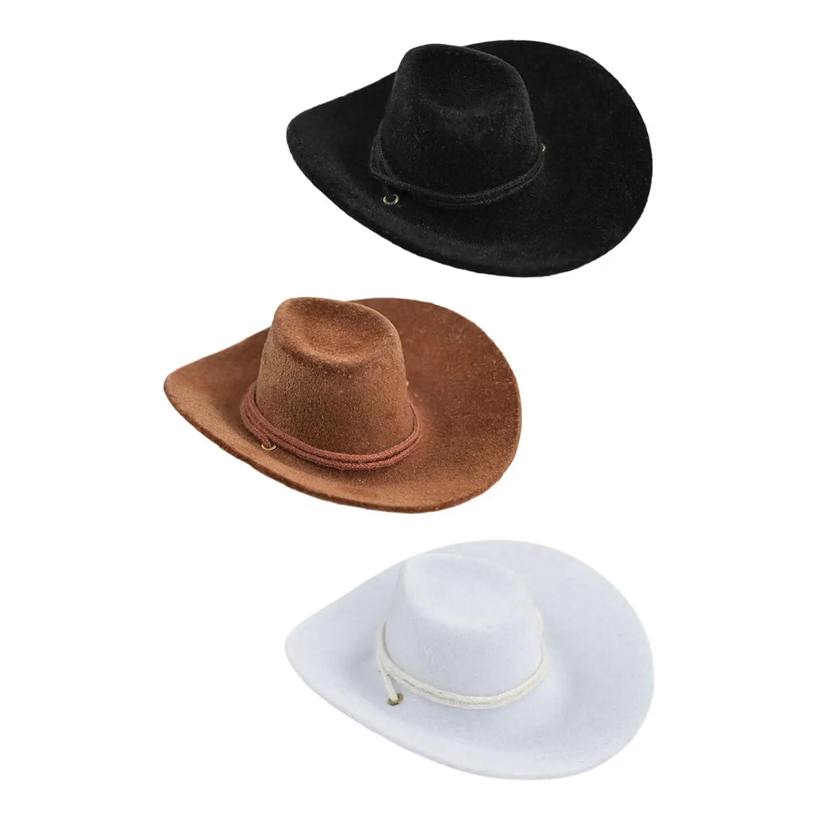 Chapeau de Cowboy à l'échelle 1/6, modèle de poupée, jouet, accessoires de déguisement, jeu de simulation, chapeau décoratif, Mini chapeau de Cowboy floqué pour accessoires de figurine de 12 pouces