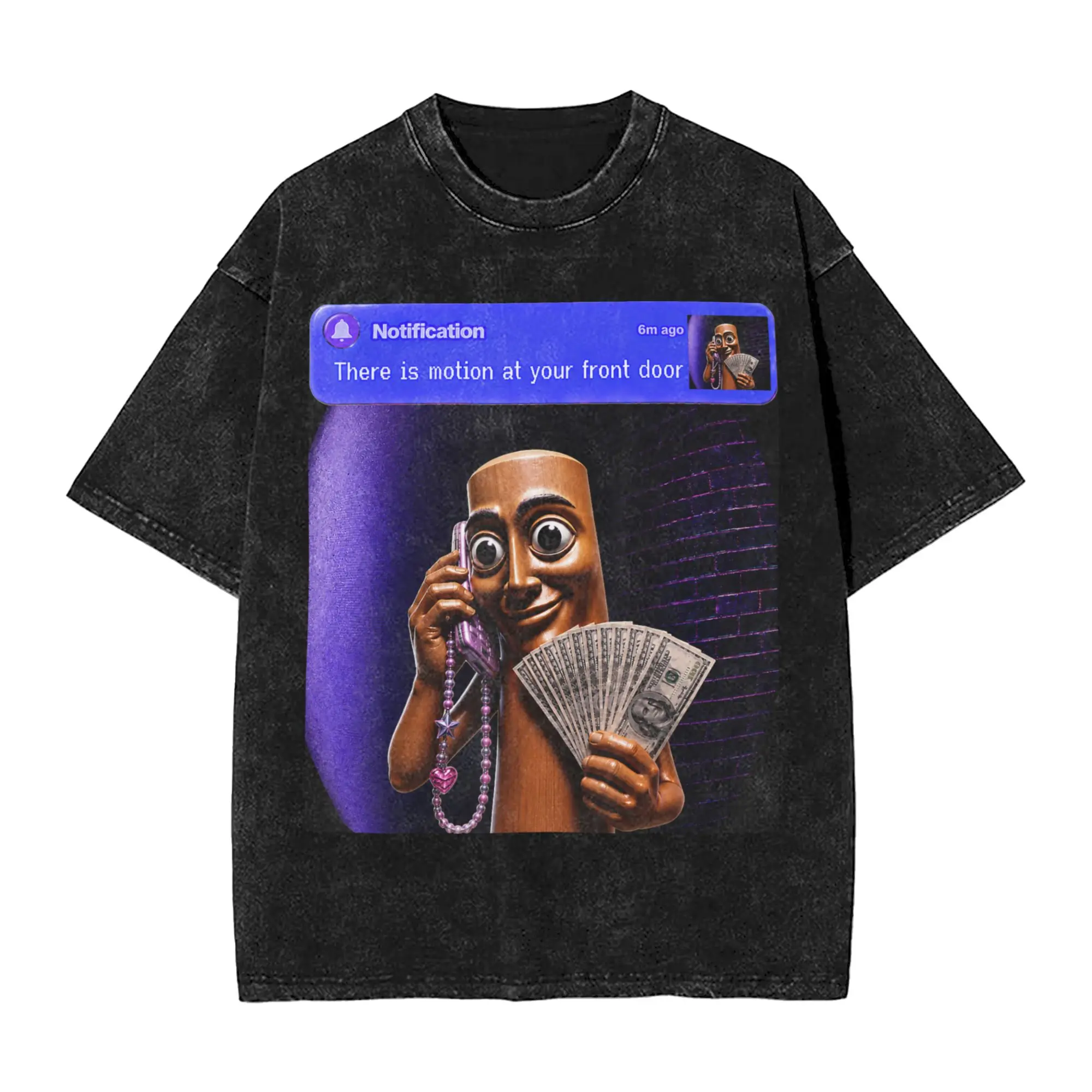 There is Motion At Your Front Door Tung Tung Sahur Men T Shirt Novelty Tees Short Sleeve O Neck T-Shirt Cotton Classic Clothing
