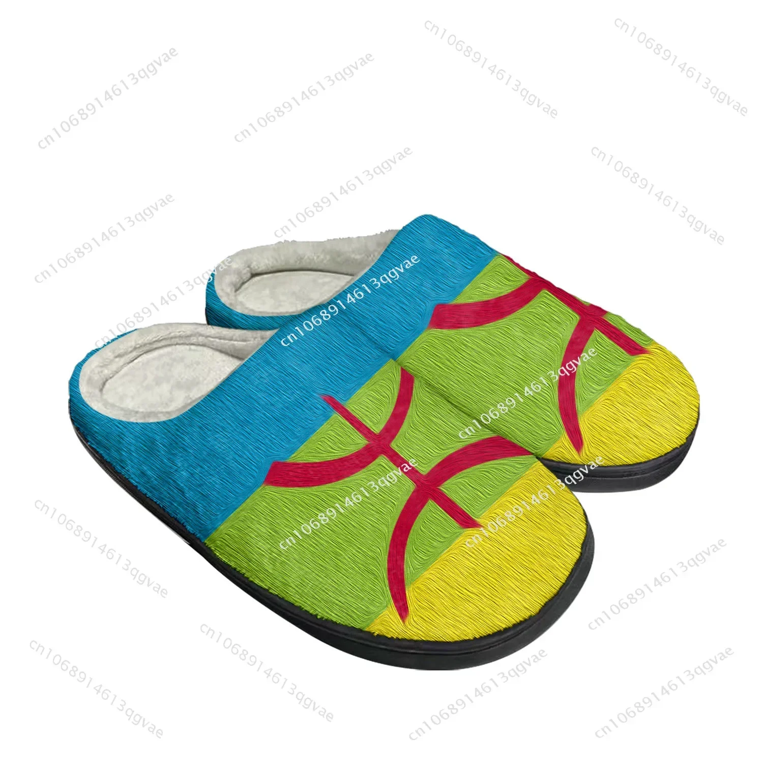 Berber Flag Home Cotton Custom Slippers Mens Womens Sandals Berber Plush Bedroom Casual Keep Warm Shoes Thermal Slipper Black