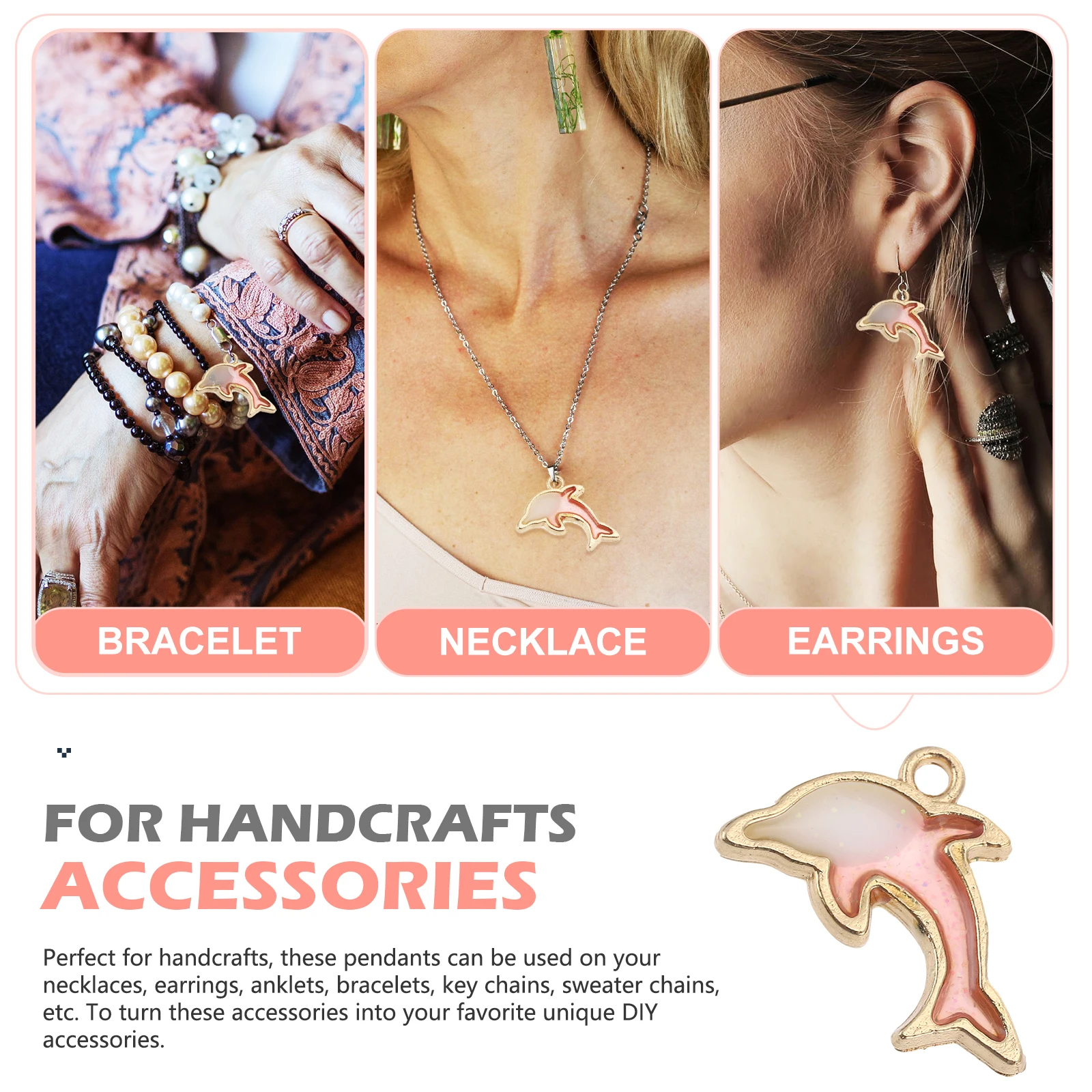 

40 Pcs Alloy Pendant Bracelet Jewelry Making Pendants Dolphin Charms Earrings DIY Necklaces for Girls