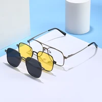 HBK-gafas de sol polarizadas 3 en 1 para hombre, lentes con Clip magnético, montura de tendencia 2024, lentes ópticas para ordenador, UV400