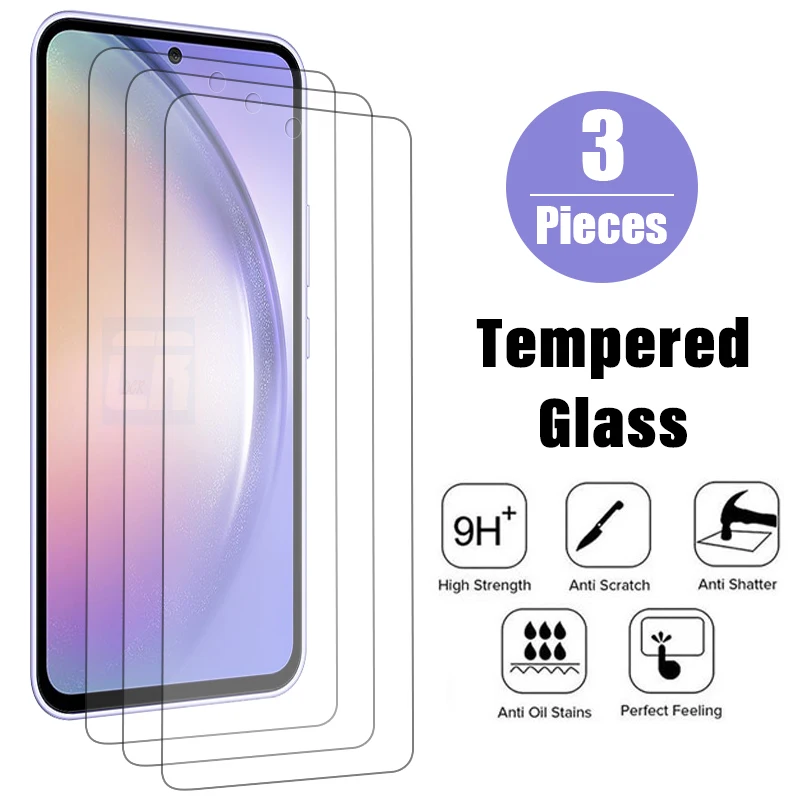 

1-3PCS Tempered Glass For Samsung Galaxy A54 A34 A24 A14 A04 M54 M34 M14 Screen Protector Samsung S20 S23 FE A25 A15 A05S Film