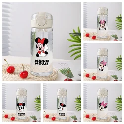 400ML Disney Minnie Mouse Cartoon Straw Cup Boys and Girls Student Drop-Resistant New Summer Water Glass Good-looking Portable