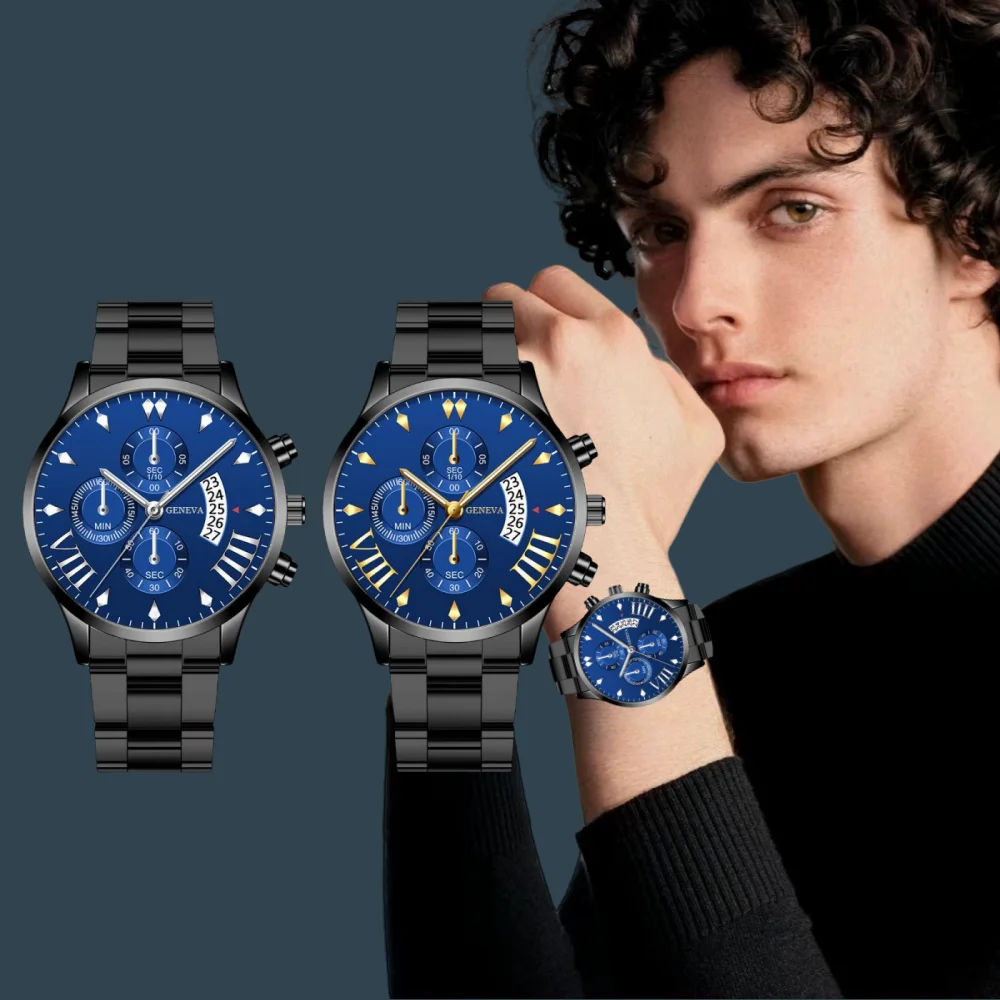 ساعة بتقويم متعددة الوظائف للرجال ، جو ساخن ، جو راقي ، رجولي كلاسيكي عصري ، حزام أنيق